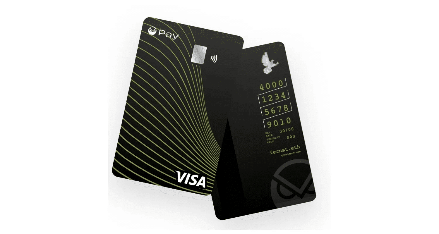 Futuristic digital wallet displaying governance tokens from Gnosis Pay, Nexo, Coinbase, Crypto.com Visa, and Gemini Credit Card in 2025