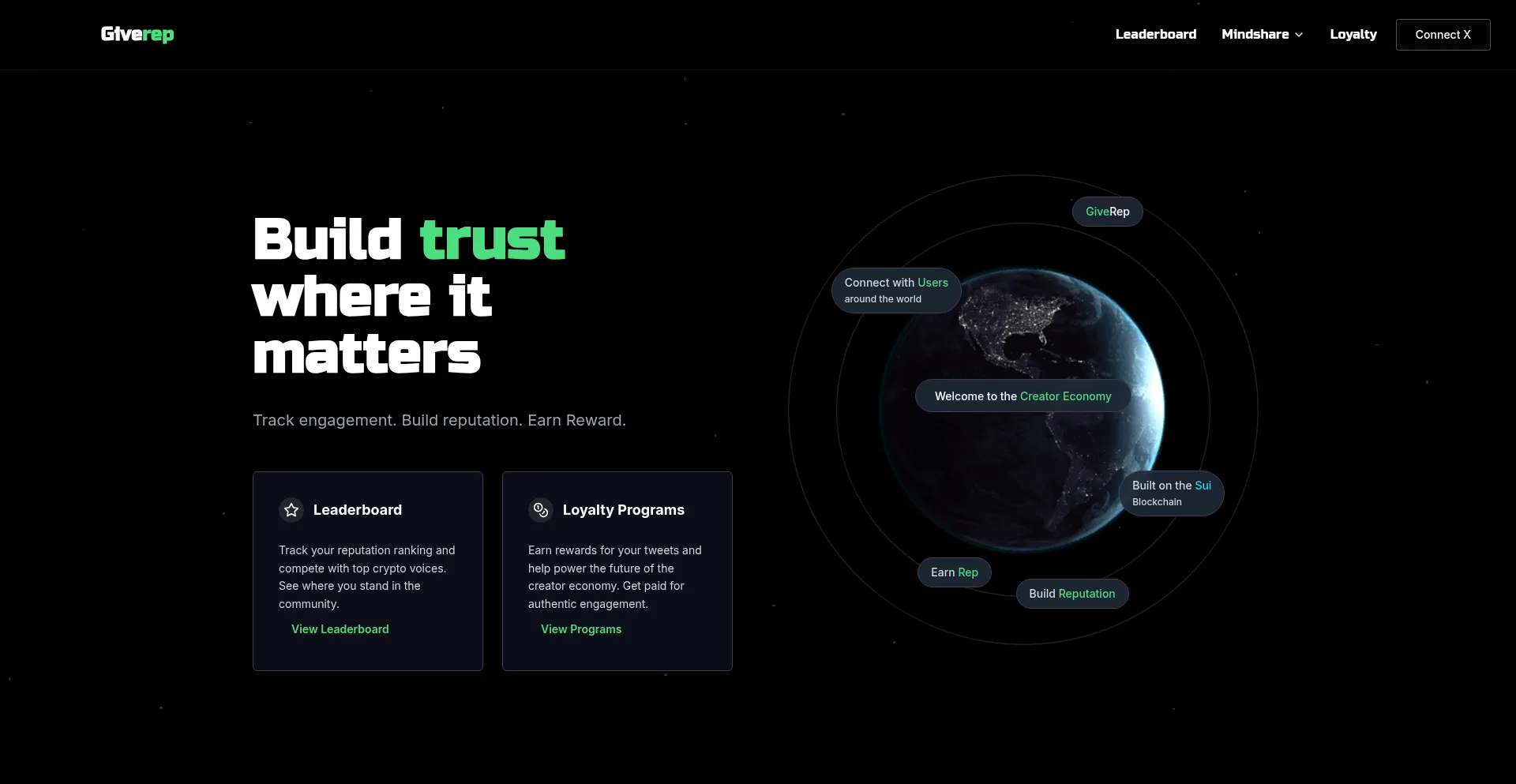 GiveRep dashboard reputation score screenshot